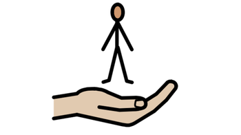 Support with your AAC device AAC icon of a hand with open palm below a stick person