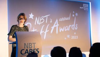 Maria Kane presenting at the NBT Annual Staff Awards 2023