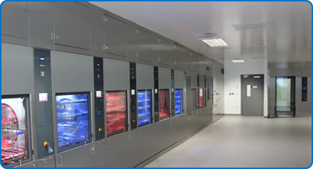 The decontamination unit inside the Brunel building extension at Southmead Hospital Bristol