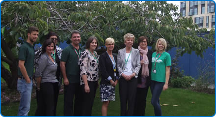 Staff, volunteers and Macmillan representatives celebrate at NGS Macmillan Wellbeing Centre Staff, volunteers and Macmillan representatives celebrate at NGS Macmillan Wellbeing Centre