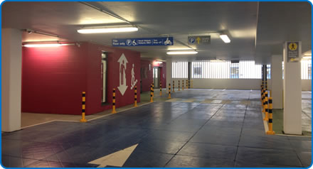 Inside the new Brunel building car park at Southmead Hospital Bristol