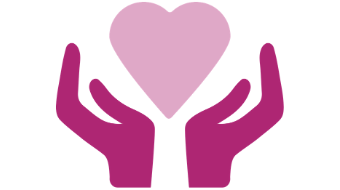 WCH Pink Hands Icon Icon of helping hands and heart