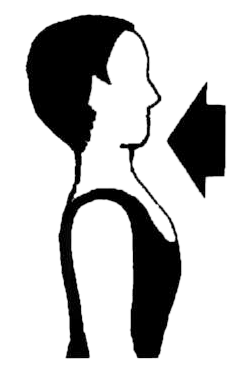Image showing someone doing a chin tuck sitting upright and gently drawing the head back over the shoulders and growing a little taller.