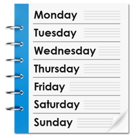 Image of diary page Diary page with the days from Monday to Sunday listed