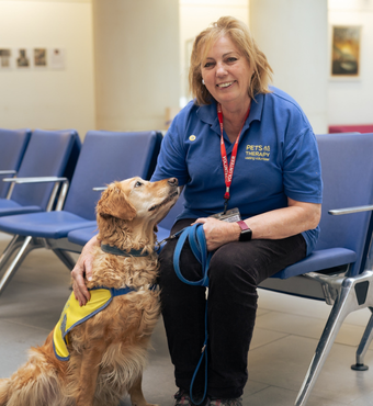 Fiona with her pet therapy dog Millie. Fiona with her pet therapy dog Millie.