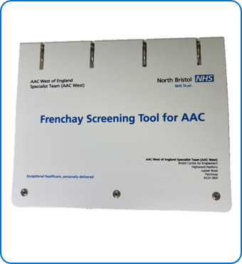 Frenchay Scrrening Tool for AAC front cover white background blue text 