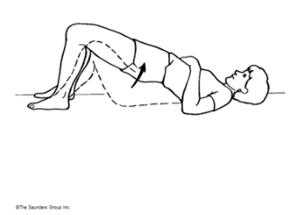 Person lying on back with knees and hips lifted up