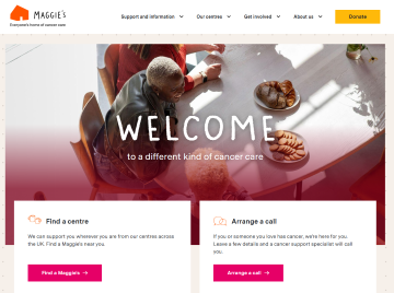 Screenshot of the Maggie's House website homepage