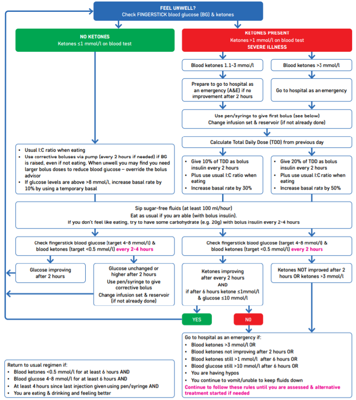 Pump sick day rules flow chart Pump sick day rules flow chart