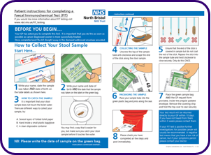 Instructions for collecting sample for FIT test and sending back to laboratory