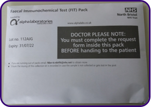 Outer packaging for sending FIT test sample to laboratory