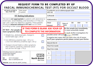 Request form for FIT testing