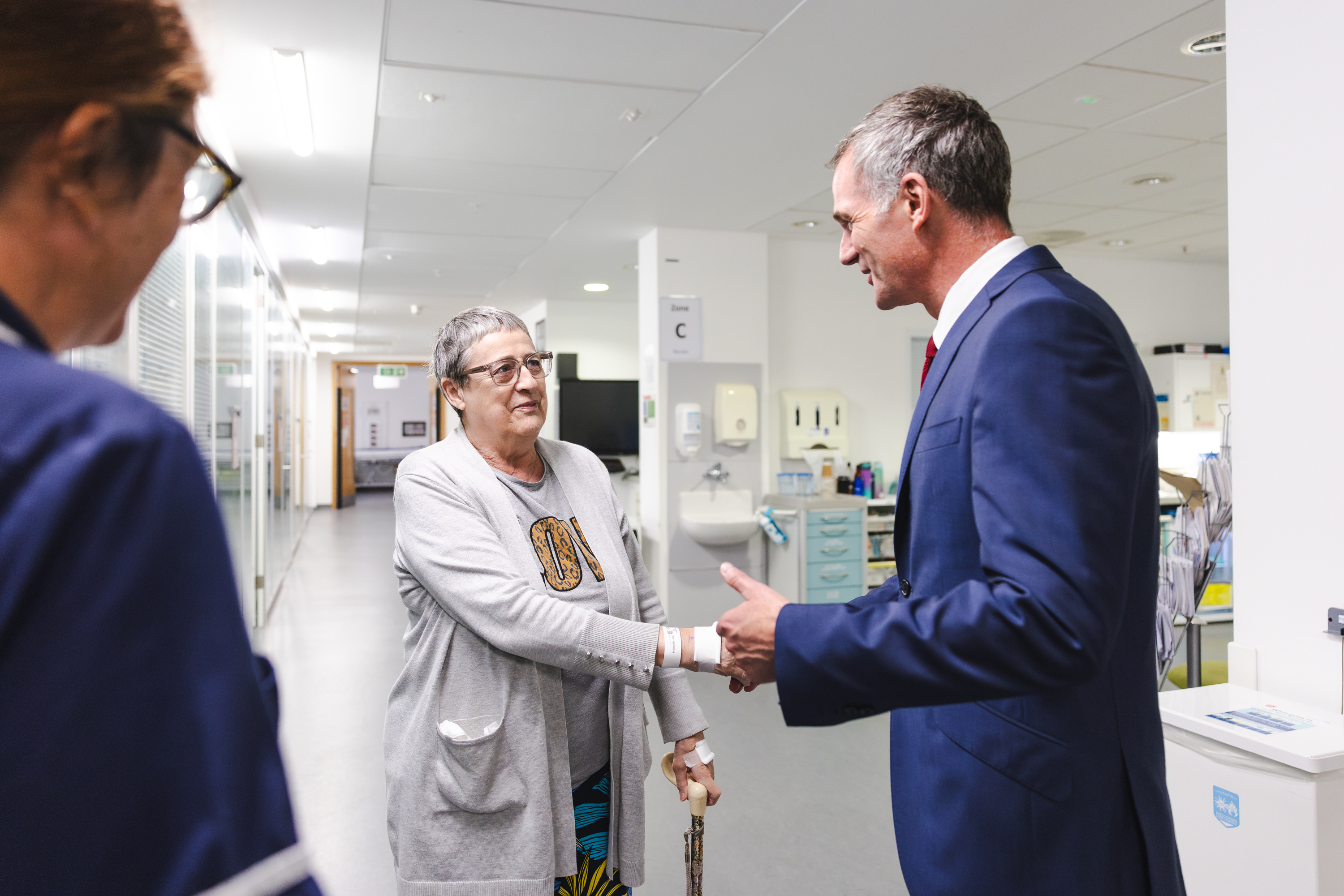 Secretary of State greeting a patient Secretary of State greeting a patient