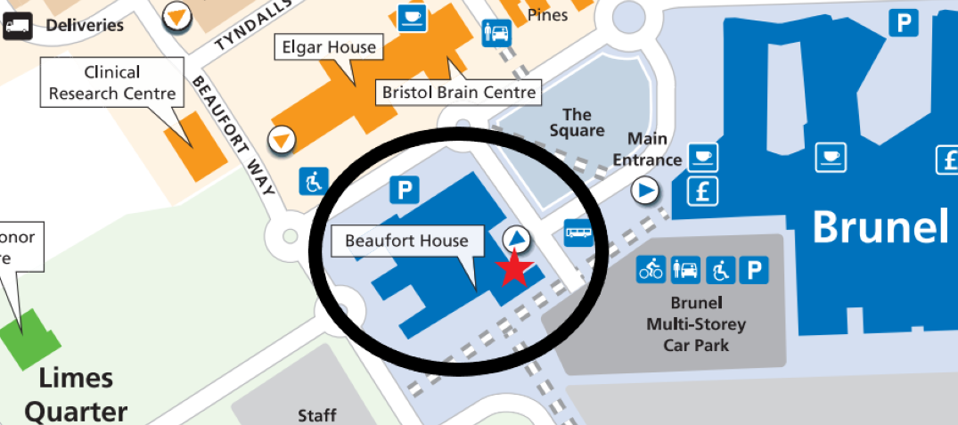 Correctly cropped MWBC map Map of Macmillan Wellbeing Centre's Location