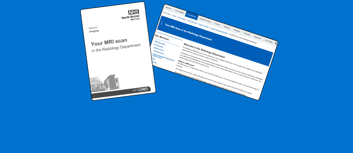MRI scan leaflet cover and website screenshot
