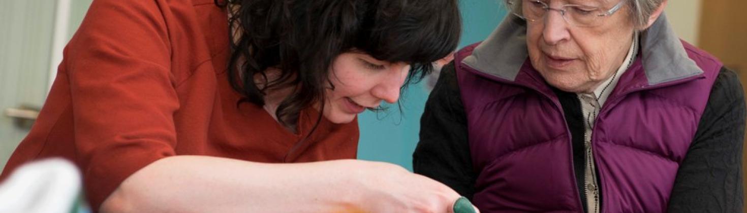 Dementia patient carrying out crafts