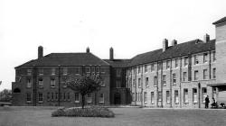 Black and white photo of The old nursing block, Southmead Hospital around the year 1955.