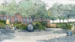 Drawing of the Medical Day Garden Water Feature by Peter Randall - artists impression