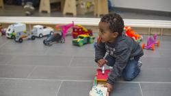One of our younger visitors enjoys taking part in the Fresh Arts Festival - Image Jim Wileman.