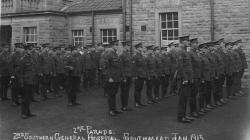 Black and white photo of A parade outside the 2nd Southern Hospital, January 1915.