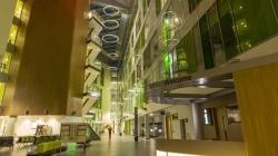 View of The Atrium at night all lit up