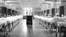 Black and white photo of The C ward, Southmead Hospital, around the year 1953.