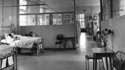 Black and white photo of The F ward, Southmead Hospital, around the year 1962.