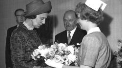 Camera photo of Princess Marina visiting Southmead Hospital around the year 1963.