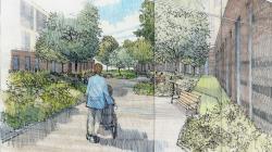Drawing of the Medical Day Garden Water Feature by Peter Randall - artists impression