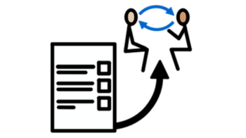 AAC icon of a checklist and two people having a conversation