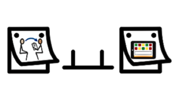 AAC assessment represented by stick figures and an AAC device