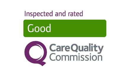 Text reads: Inspected and rated good. Care Quality Commission