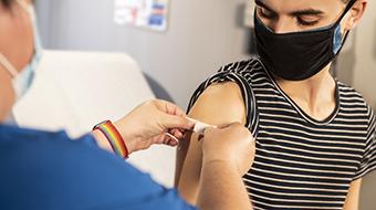 Patient receiving COVID vaccine