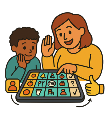 Person supporting another person using an AAC device