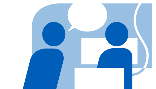 Person speaking to another person in a bed