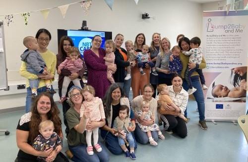 Mothers & babies group photo at Bump2Baby gestational diabetes study tea party