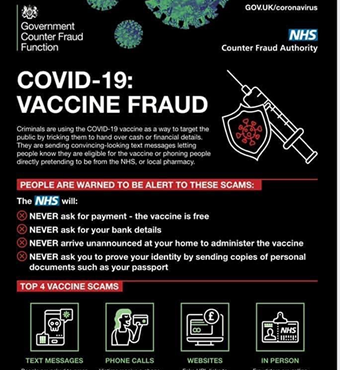 COVID-19 Vaccine Fraud poster