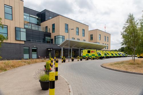 Ambulances queuing outside Southmead Hospital in Bristol