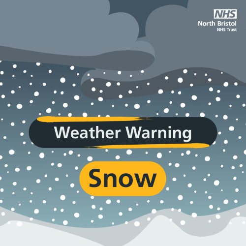snow falling on a grey background with the words 'Weather Warning Snow' displayed.