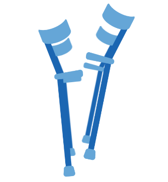 A graphic showing a pair of crutches