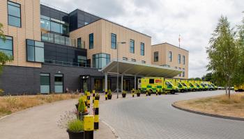 Ambulances queuing outside Southmead Hospital in Bristol