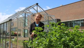 Phoebe, our Nature Recovery Ranger, in the allotment at Southmead Hospital