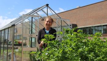Phoebe, our Nature Recovery Ranger, in the allotment at Southmead Hospital